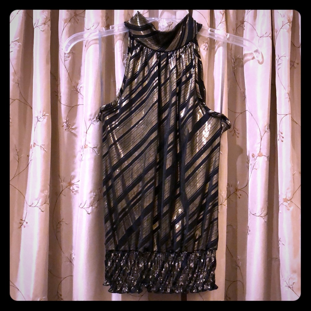 Black & Gold Striped Dressy Halter
